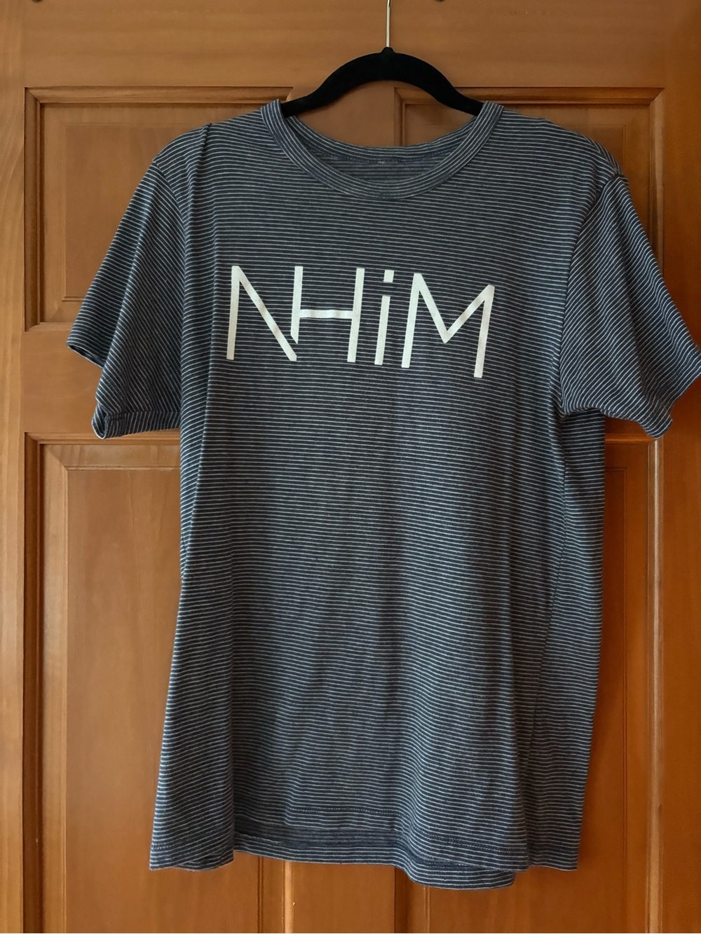 NHim Navy Striped Crew Neck Tee